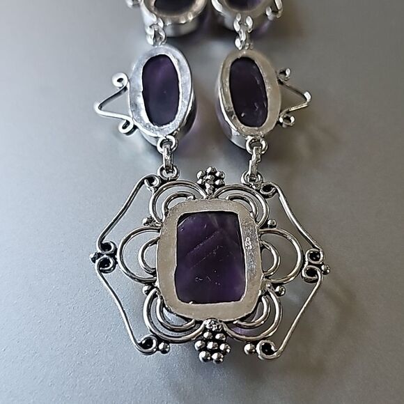 Amethyst Agate Stone Necklace 18" - Picture 6 of 7